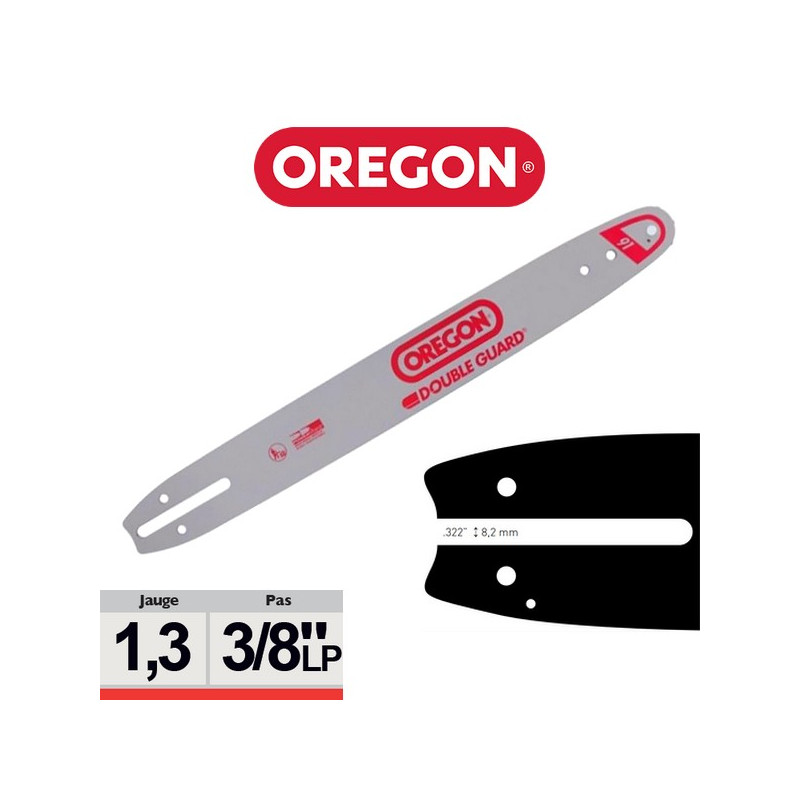 Oregon — Barra guía reversible de 45 cm (18"), soporte A041, paso 3/8" LP